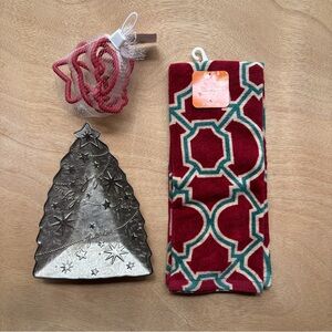 Christmas in July Bundle: Hallmark Candy Dish, Cookie Cutters, Red Kitchen Towel